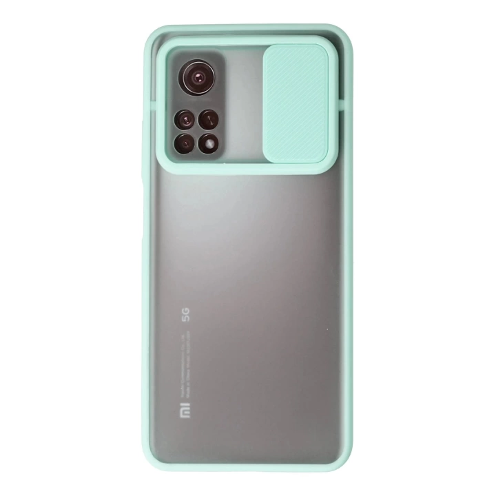 BFS  Xiaomi Mi 10T Kılıf Palm Buzlu Kamera Sürgülü Silikon - Turkuaz