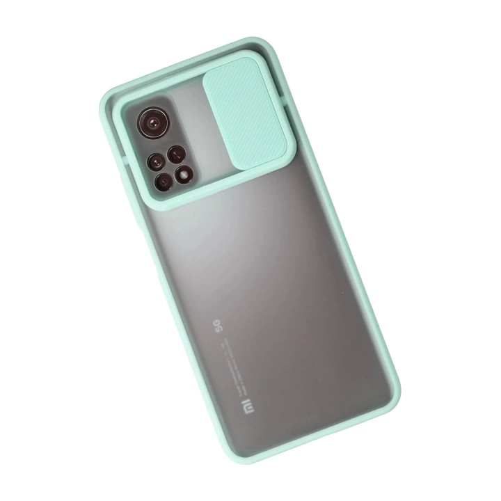 BFS  Xiaomi Mi 10T Kılıf Palm Buzlu Kamera Sürgülü Silikon - Turkuaz