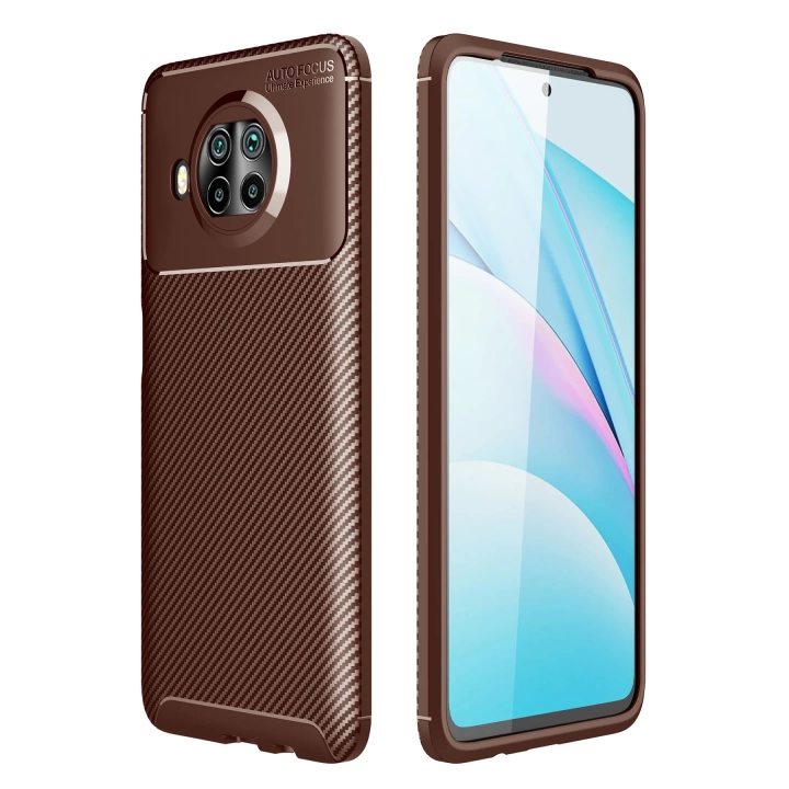 BFS  Xiaomi Mi 10T Lite Kılıf Auto Focus Karbon Kapak - Kahverengi