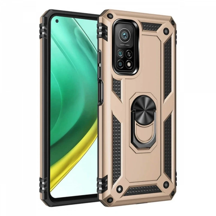 BFS  Xiaomi Mi 10T Pro Kılıf Sofya Yüzüklü Silikon Kapak - Gold