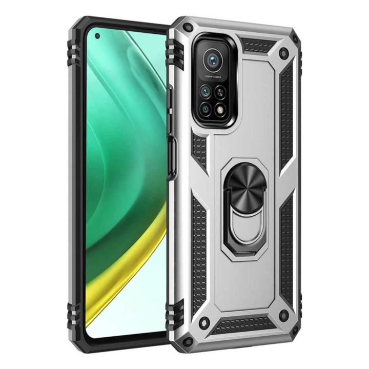 BFS  Xiaomi Mi 10T Pro Kılıf Sofya Yüzüklü Silikon Kapak - Gümüş
