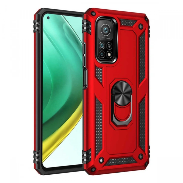 BFS  Xiaomi Mi 10T Pro Kılıf Sofya Yüzüklü Silikon Kapak - Kırmızı