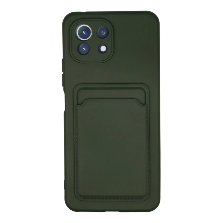 BFS  Xiaomi Mi 11 Kılıf Kelvin Kartvizitli Silikon - Koyu Yeşil
