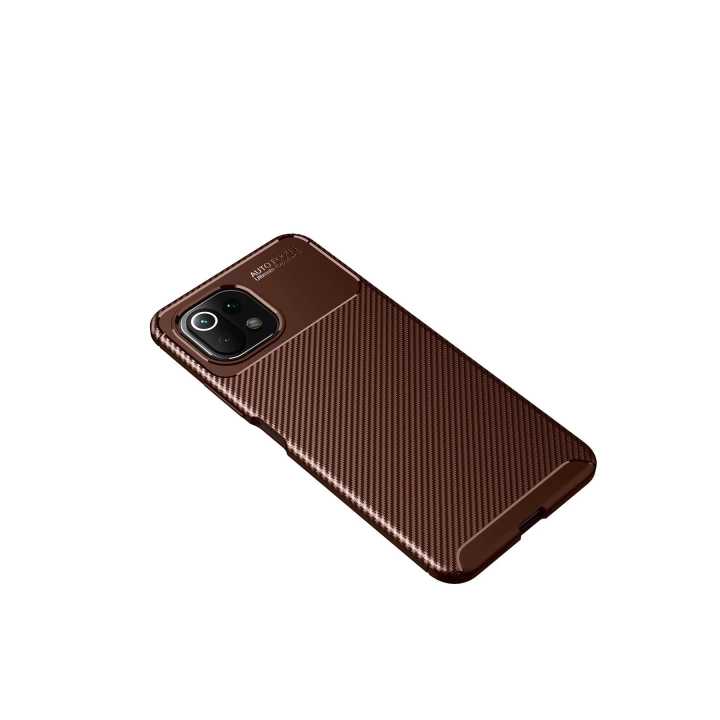 BFS  Xiaomi Mİ 11 Lite Kılıf Auto Focus Karbon Kapak - Kahverengi