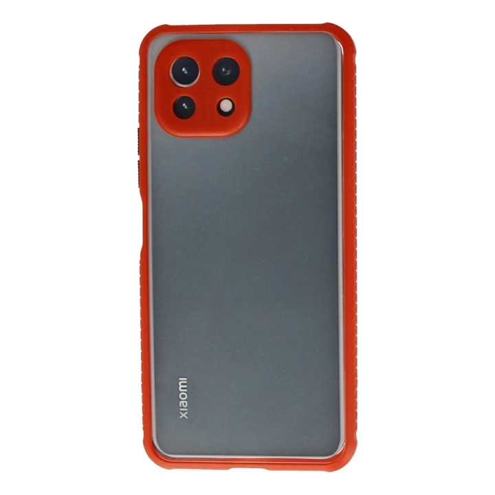 BFS  Xiaomi Mİ 11 Lite Kılıf Miami Şeffaf Silikon - Kırmızı