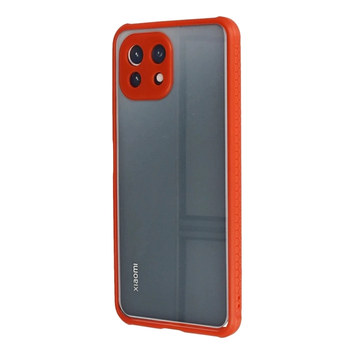 BFS  Xiaomi Mİ 11 Lite Kılıf Miami Şeffaf Silikon - Kırmızı