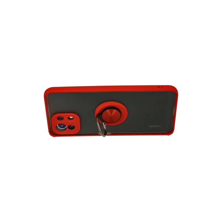 BFS Xiaomi Mİ 11 Lite Kılıf Montreal Yüzüklü Silikon Kapak - Kırmızı