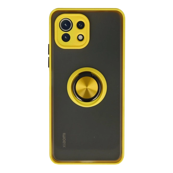 BFS  Xiaomi Mİ 11 Lite Kılıf Montreal Yüzüklü Silikon Kapak - Sarı