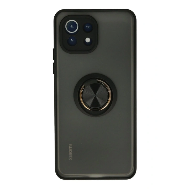BFS Xiaomi Mİ 11 Lite Kılıf Montreal Yüzüklü Silikon Kapak - Siyah
