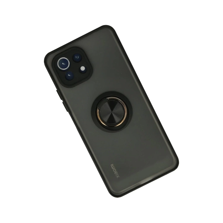 BFS Xiaomi Mİ 11 Lite Kılıf Montreal Yüzüklü Silikon Kapak - Siyah