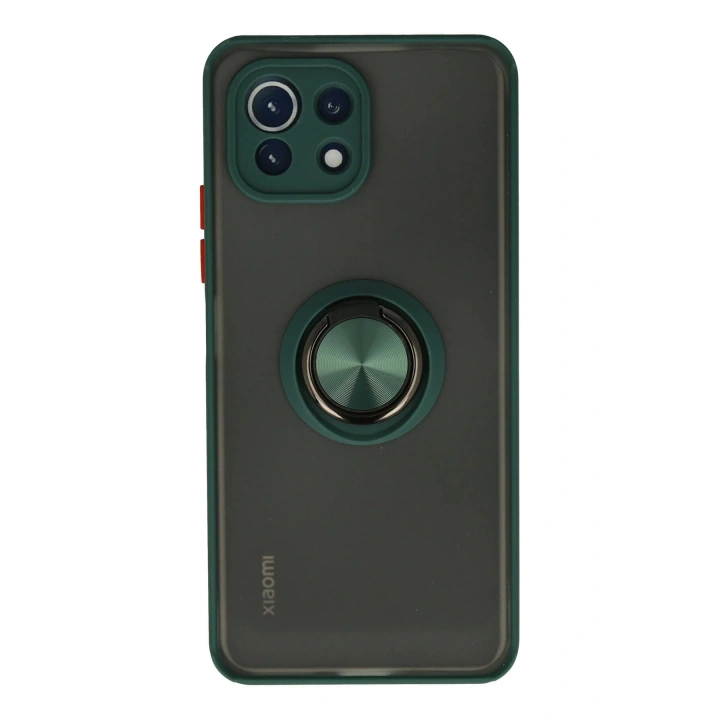 BFS Xiaomi Mİ 11 Lite Kılıf Montreal Yüzüklü Silikon Kapak - Yeşil