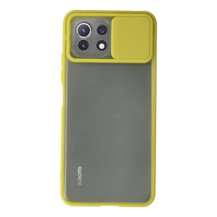 BFS  Xiaomi Mİ 11 Lite Kılıf Palm Buzlu Kamera Sürgülü Silikon - Sarı