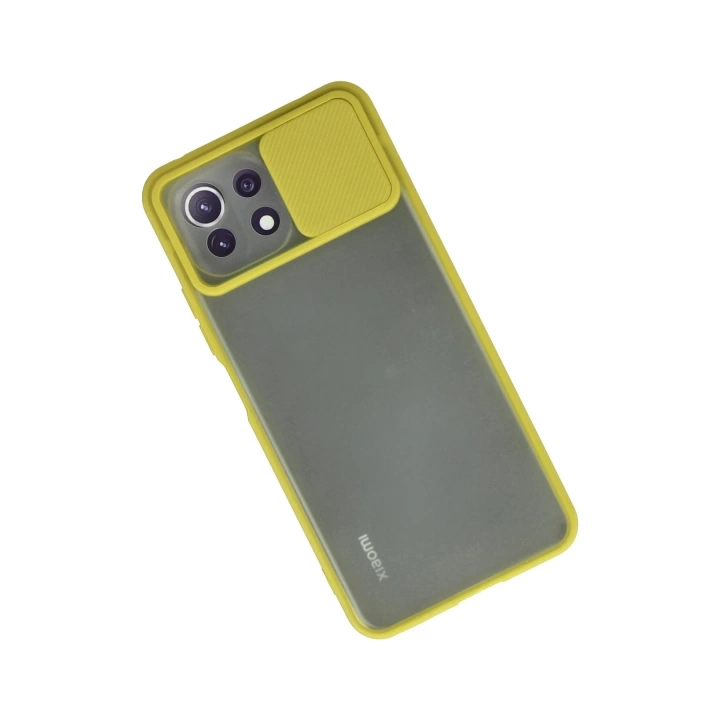 BFS  Xiaomi Mİ 11 Lite Kılıf Palm Buzlu Kamera Sürgülü Silikon - Sarı