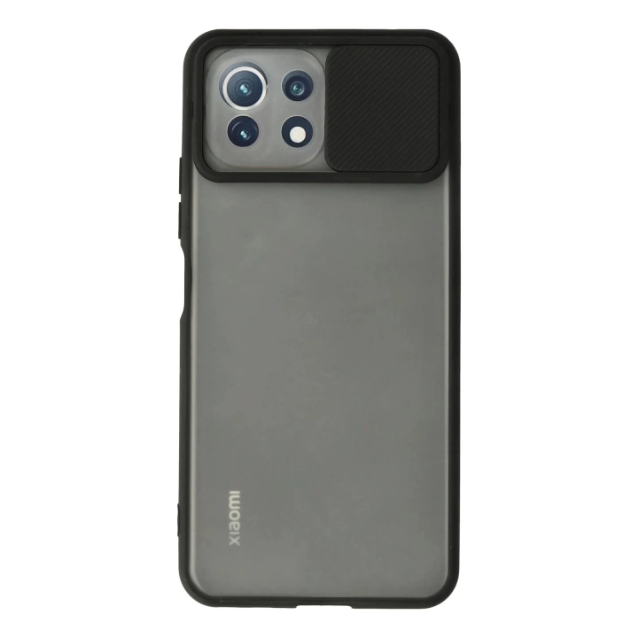 BFS  Xiaomi Mİ 11 Lite Kılıf Palm Buzlu Kamera Sürgülü Silikon - Siyah