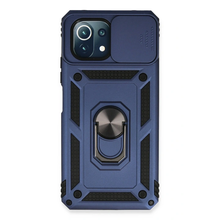 BFS  Xiaomi Mİ 11 Lite Kılıf Pars Lens Yüzüklü Silikon - Lacivert