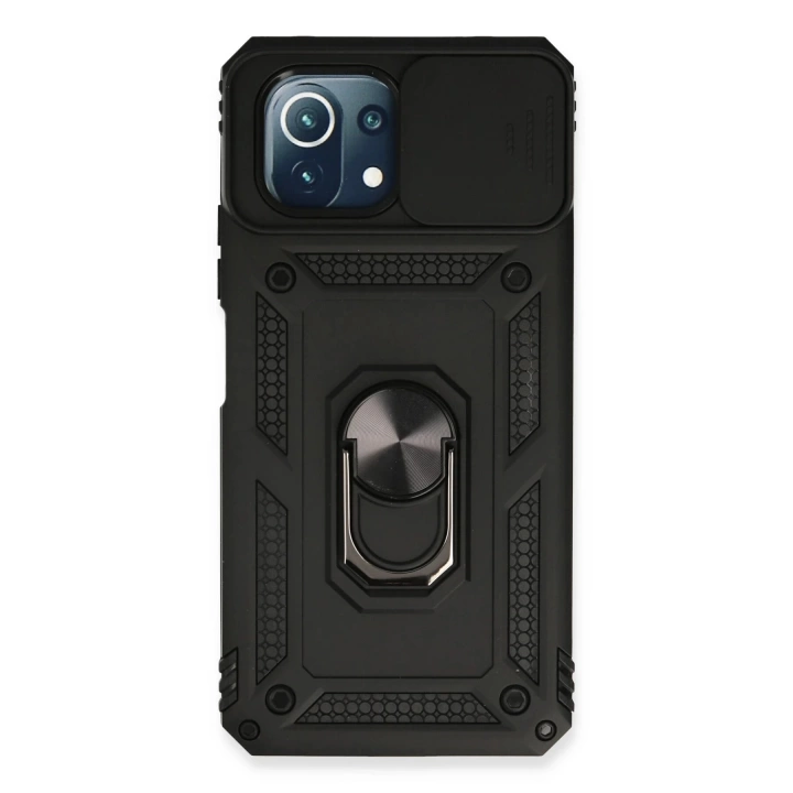 BFS  Xiaomi Mİ 11 Lite Kılıf Pars Lens Yüzüklü Silikon - Siyah