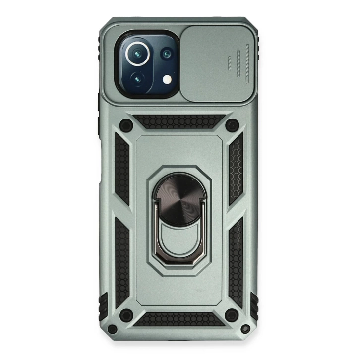 BFS  Xiaomi Mİ 11 Lite Kılıf Pars Lens Yüzüklü Silikon - Yeşil