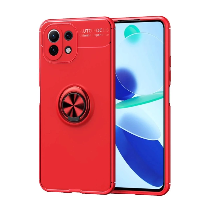 BFS  Xiaomi Mİ 11 Lite Kılıf Range Yüzüklü Silikon - Kırmızı