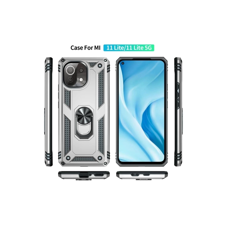 BFS  Xiaomi Mİ 11 Lite Kılıf Sofya Yüzüklü Silikon Kapak - Gümüş
