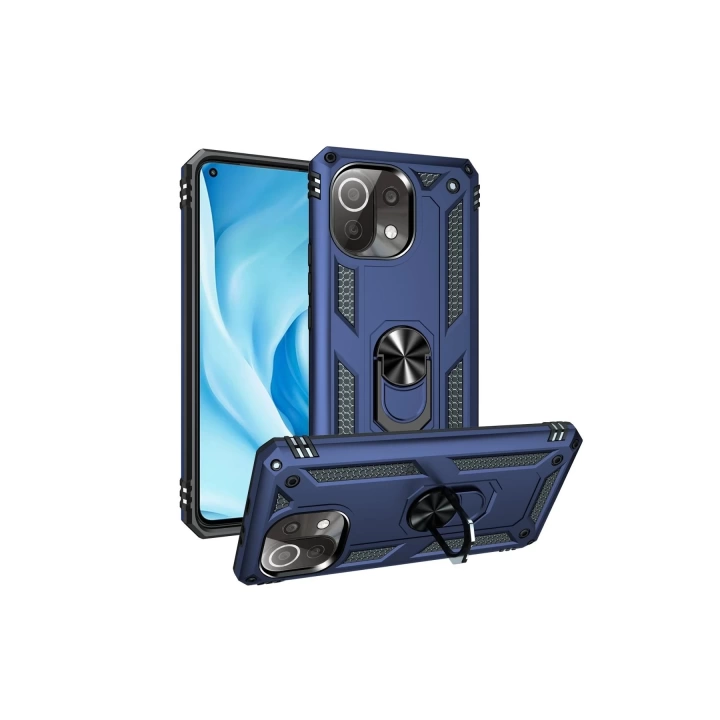 BFS  Xiaomi Mİ 11 Lite Kılıf Sofya Yüzüklü Silikon Kapak - Lacivert