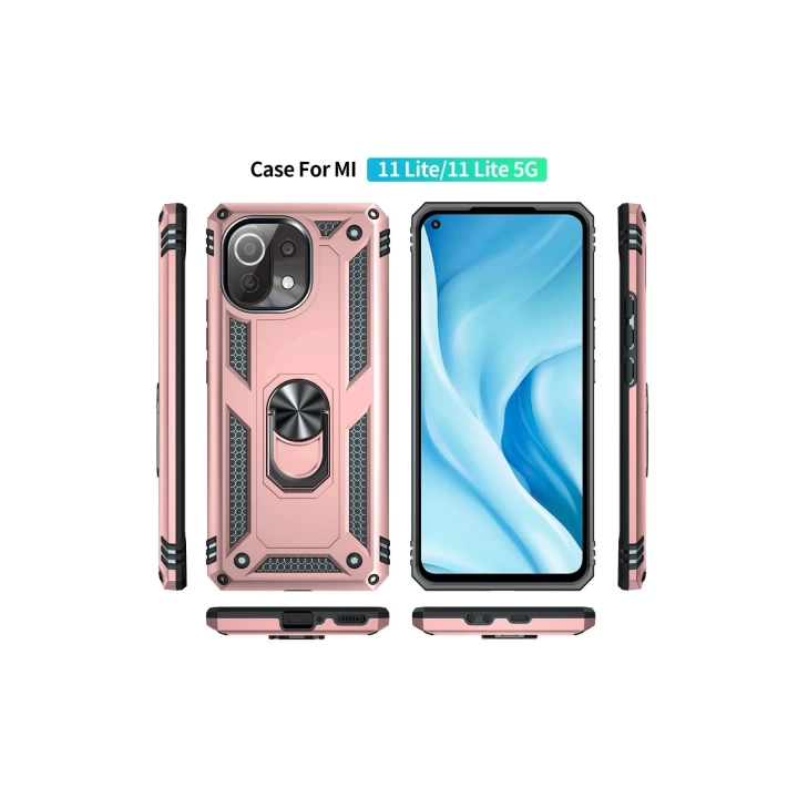 BFS  Xiaomi Mİ 11 Lite Kılıf Sofya Yüzüklü Silikon Kapak - Rose