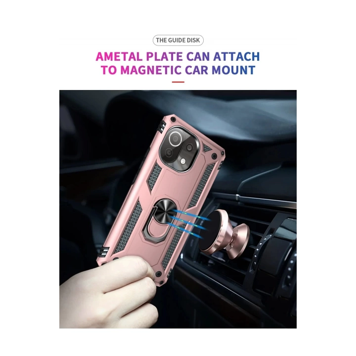 BFS  Xiaomi Mİ 11 Lite Kılıf Sofya Yüzüklü Silikon Kapak - Rose