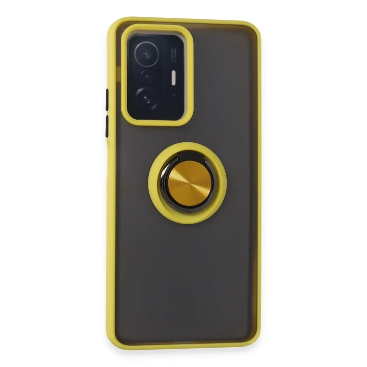 BFS Xiaomi Mi 11T Pro Kılıf Montreal Yüzüklü Silikon Kapak - Sarı