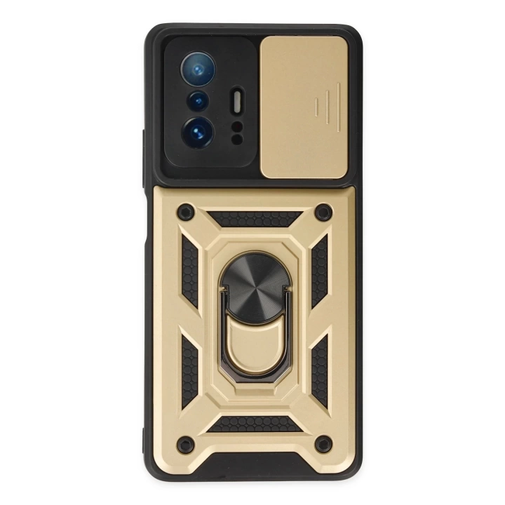 BFS  Xiaomi Mi 11T Pro Kılıf Pars Lens Yüzüklü Silikon - Gold