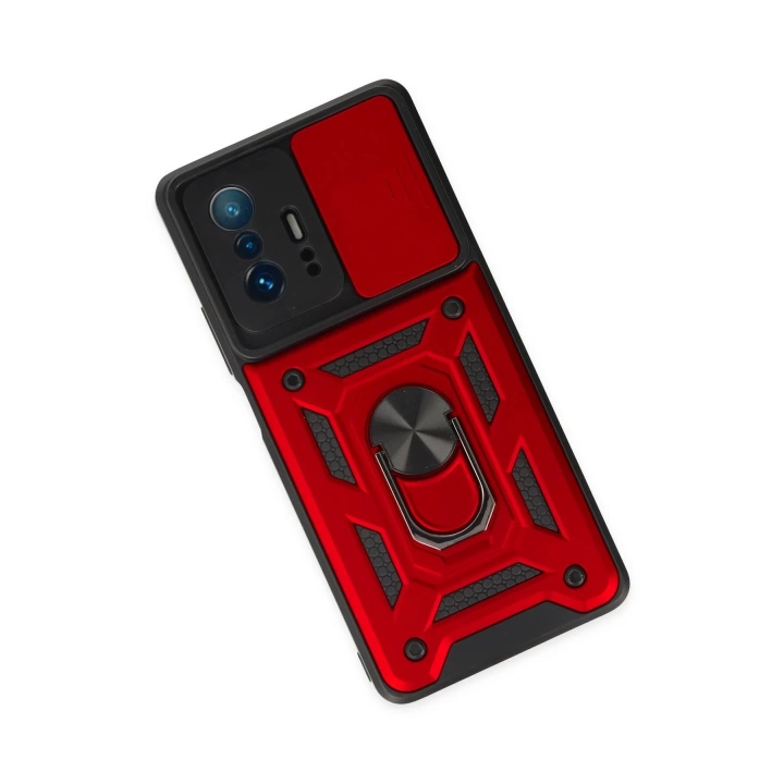 BFS  Xiaomi Mi 11T Pro Kılıf Pars Lens Yüzüklü Silikon - Kırmızı