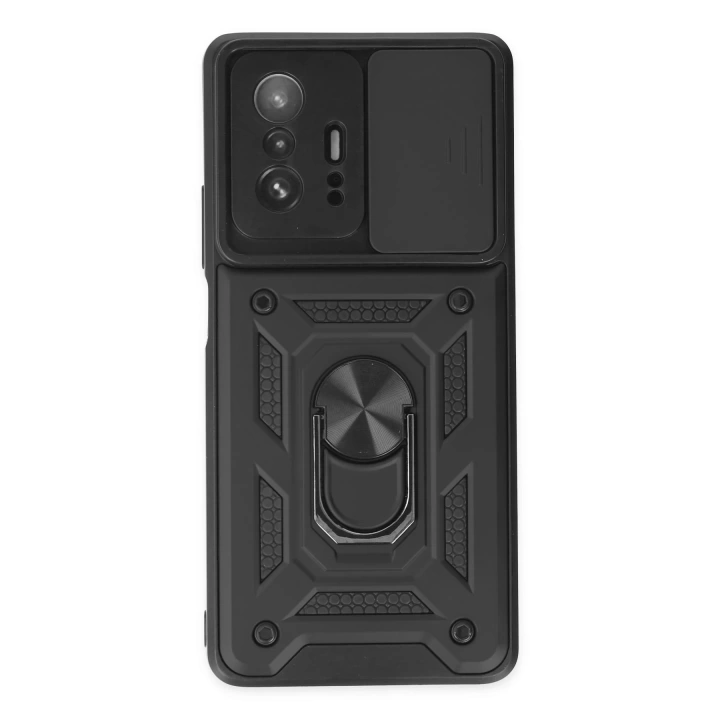 BFS  Xiaomi Mi 11T Pro Kılıf Pars Lens Yüzüklü Silikon - Siyah
