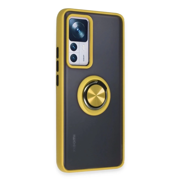 BFS  Xiaomi Mi 12T Pro Kılıf Montreal Yüzüklü Silikon Kapak - Sarı