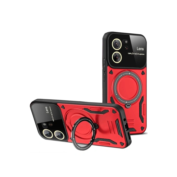BFS Xiaomi Mi 13T Pro Kılıf Joy Lens Standlı Kapak - Kırmızı