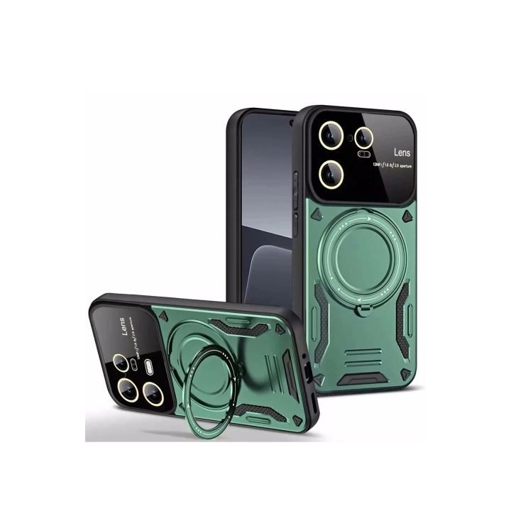 BFS  Xiaomi Mi 13T Pro Kılıf Joy Lens Standlı Kapak - Koyu Yeşil