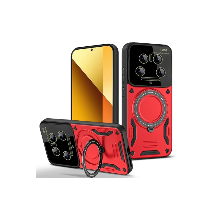 BFS  Xiaomi Mi 14 Ultra Kılıf Joy Lens Standlı Kapak - Kırmızı