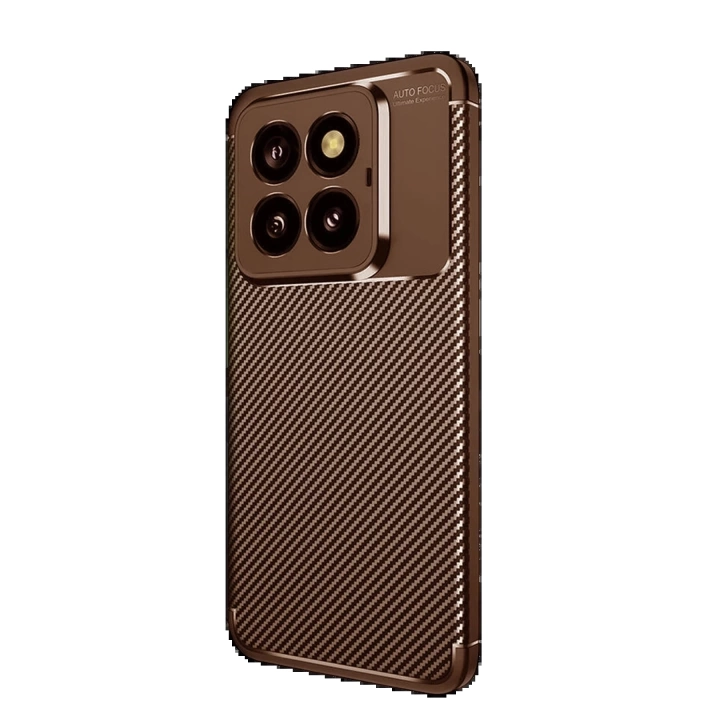 BFS Xiaomi Mi 14T Pro Kılıf Auto Focus Karbon Kapak - Kahverengi