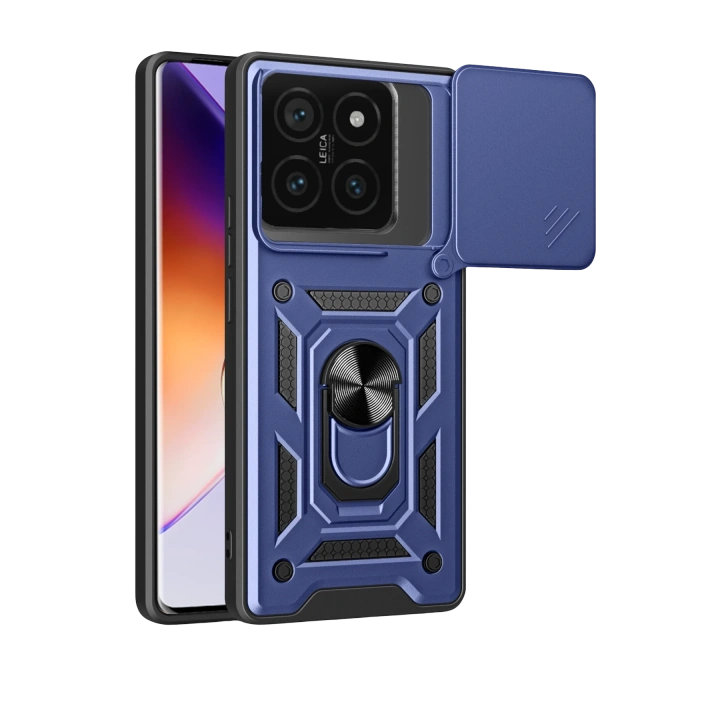 BFS  Xiaomi Mi 14T Pro Kılıf Pars Lens Yüzüklü Silikon - Lacivert