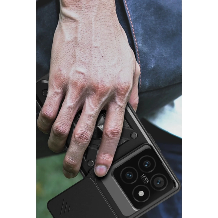 BFS  Xiaomi Mi 14T Pro Kılıf Pars Lens Yüzüklü Silikon - Yeşil