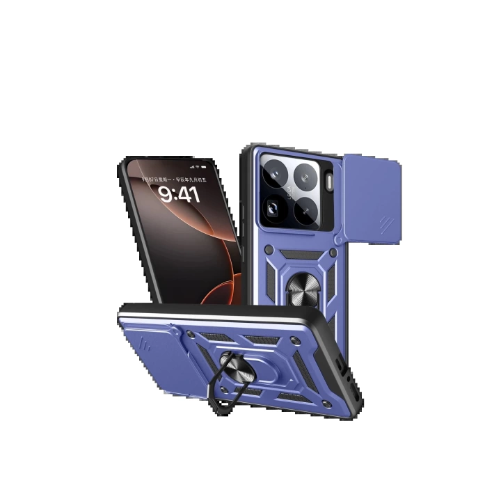 BFS  Xiaomi Mi 15 Pro Kılıf Pars Lens Yüzüklü Silikon - Lacivert