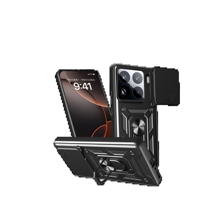 BFS  Xiaomi Mi 15 Pro Kılıf Pars Lens Yüzüklü Silikon - Siyah