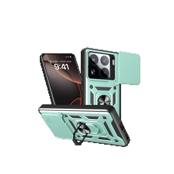 BFS  Xiaomi Mi 15 Pro Kılıf Pars Lens Yüzüklü Silikon - Yeşil