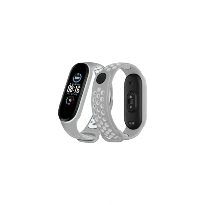 BFS  Xiaomi Mi Band 4 Spor Delikli Kordon - Gri-Beyaz