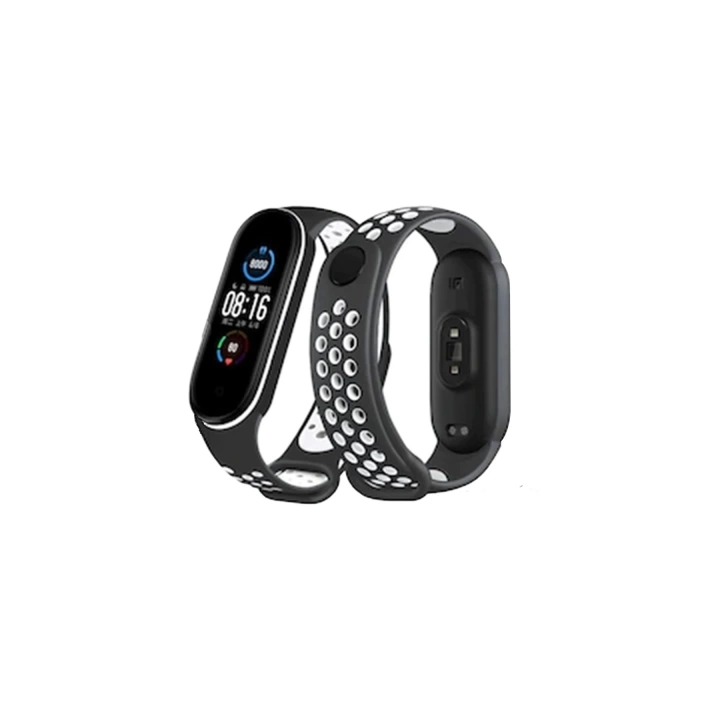 BFS  Xiaomi Mi Band 4 Spor Delikli Kordon - Siyah-Beyaz