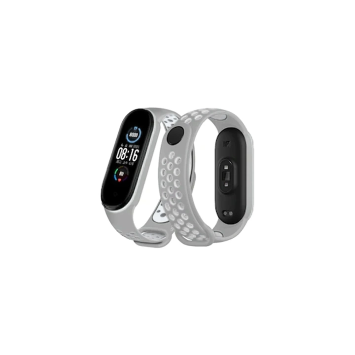 BFS  Xiaomi Mi Band 6 Spor Delikli Kordon - Gri-Kırmızı