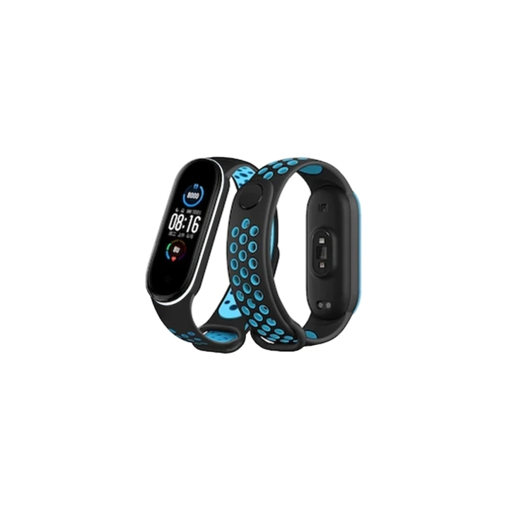 BFS  Xiaomi Mi Band 6 Spor Delikli Kordon - Siyah-Mavi-Beyaz