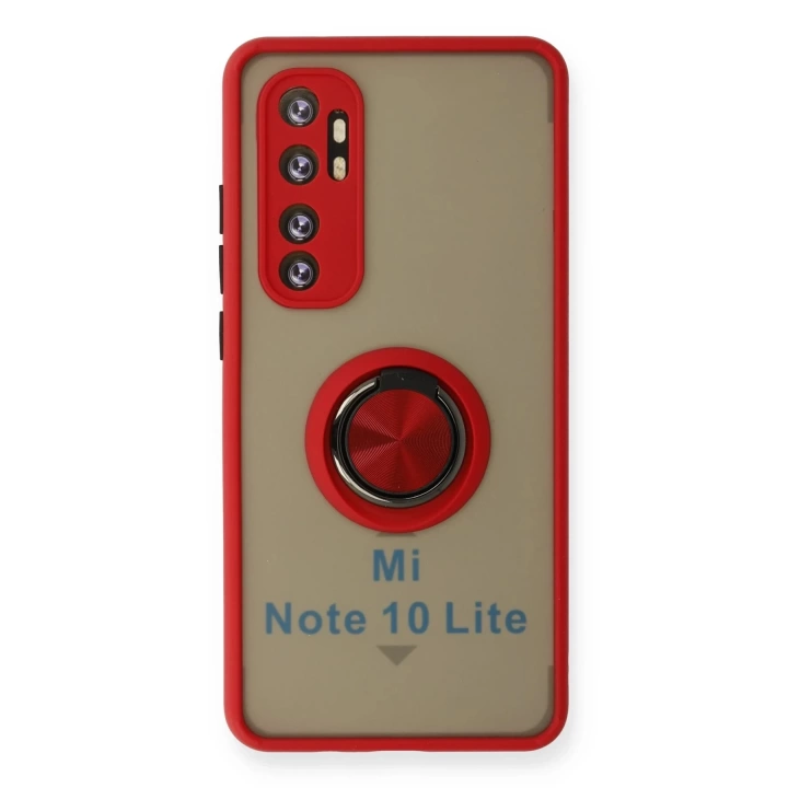BFS  Xiaomi Mi Note 10 Lite Kılıf Montreal Yüzüklü Silikon Kapak - Kırmızı