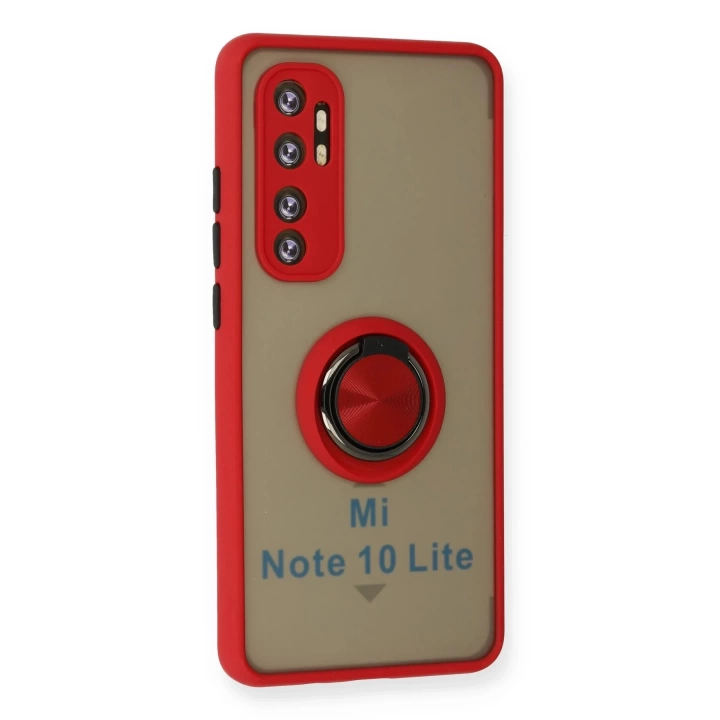 BFS  Xiaomi Mi Note 10 Lite Kılıf Montreal Yüzüklü Silikon Kapak - Kırmızı