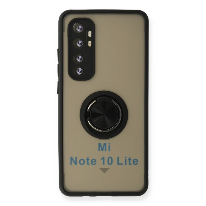 BFS Xiaomi Mi Note 10 Lite Kılıf Montreal Yüzüklü Silikon Kapak - Siyah