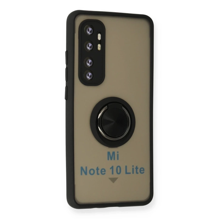BFS Xiaomi Mi Note 10 Lite Kılıf Montreal Yüzüklü Silikon Kapak - Siyah