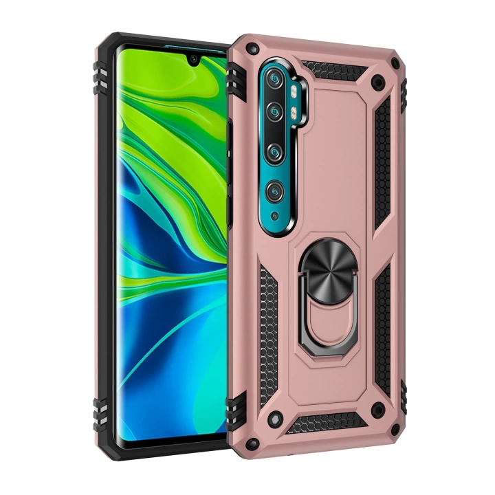 BFS  Xiaomi Mi Note 10 Lite Kılıf Sofya Yüzüklü Silikon Kapak - Rose