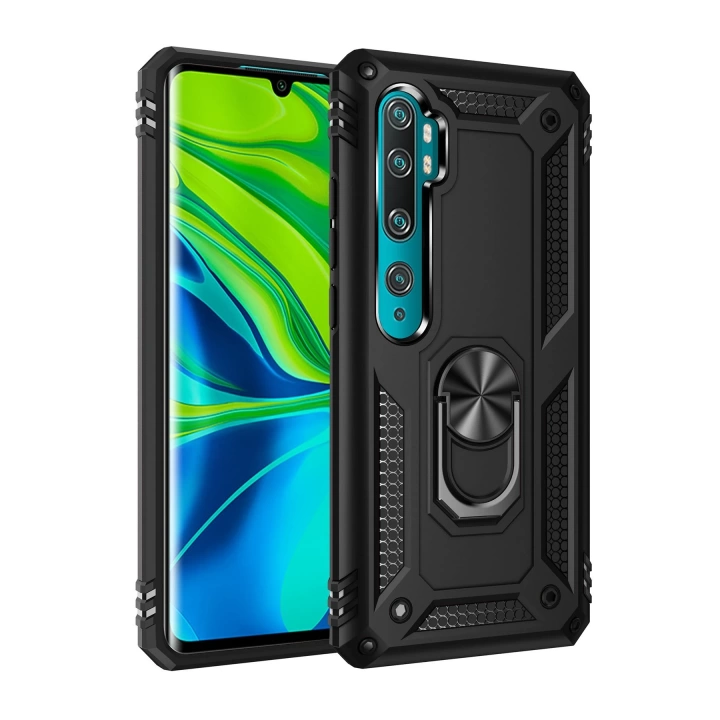 BFS  Xiaomi Mi Note 10 Lite Kılıf Sofya Yüzüklü Silikon Kapak - Siyah